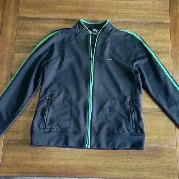 Lauren Ralph Lauren Active Full Zip Jacket Black with Green Trim Size Large - Picture 2 of 13